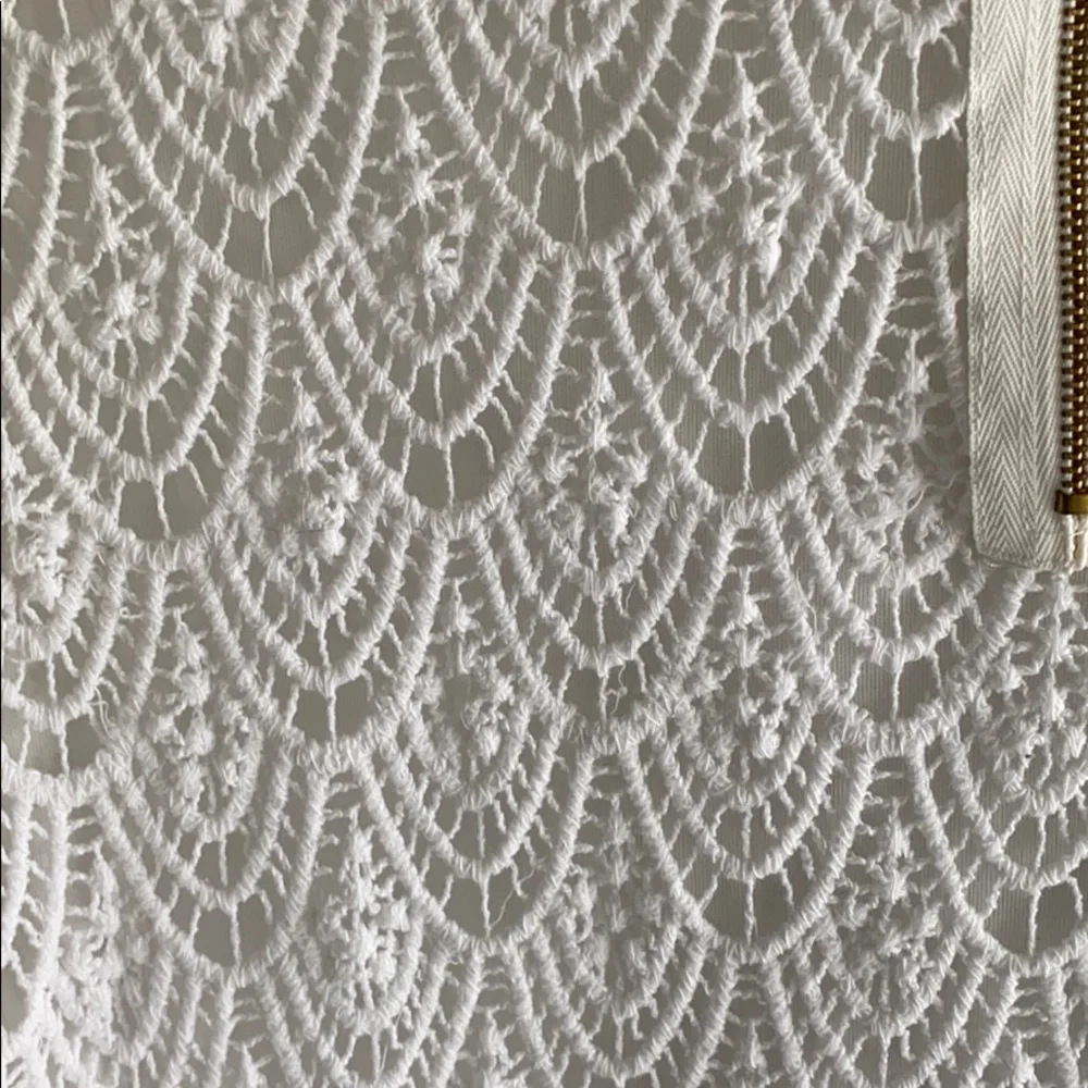 Dress Barn XL white eyelet design oversized short sleeve top neutral coastal